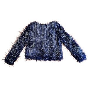 Stylish Blue Fuzzy Sweater